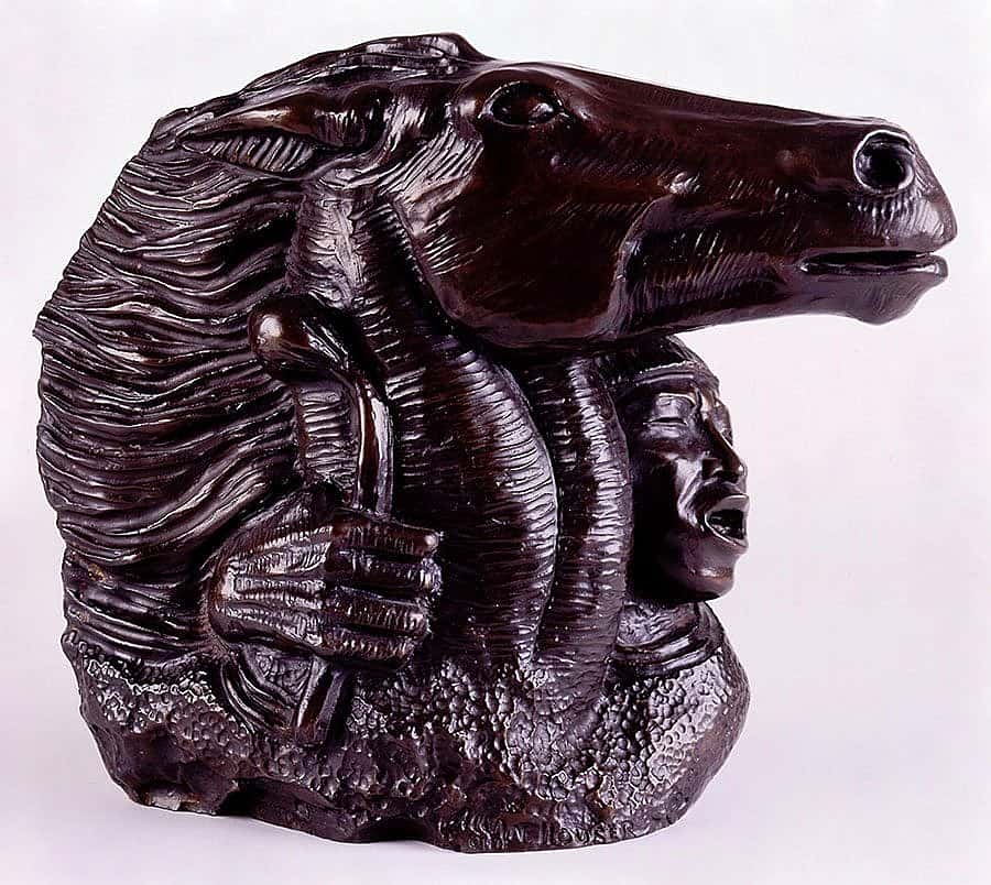 Allan C. Houser (1915-1994). "Drama on the Plains," 1978. Bronze, H. 13.75 in. 24.78