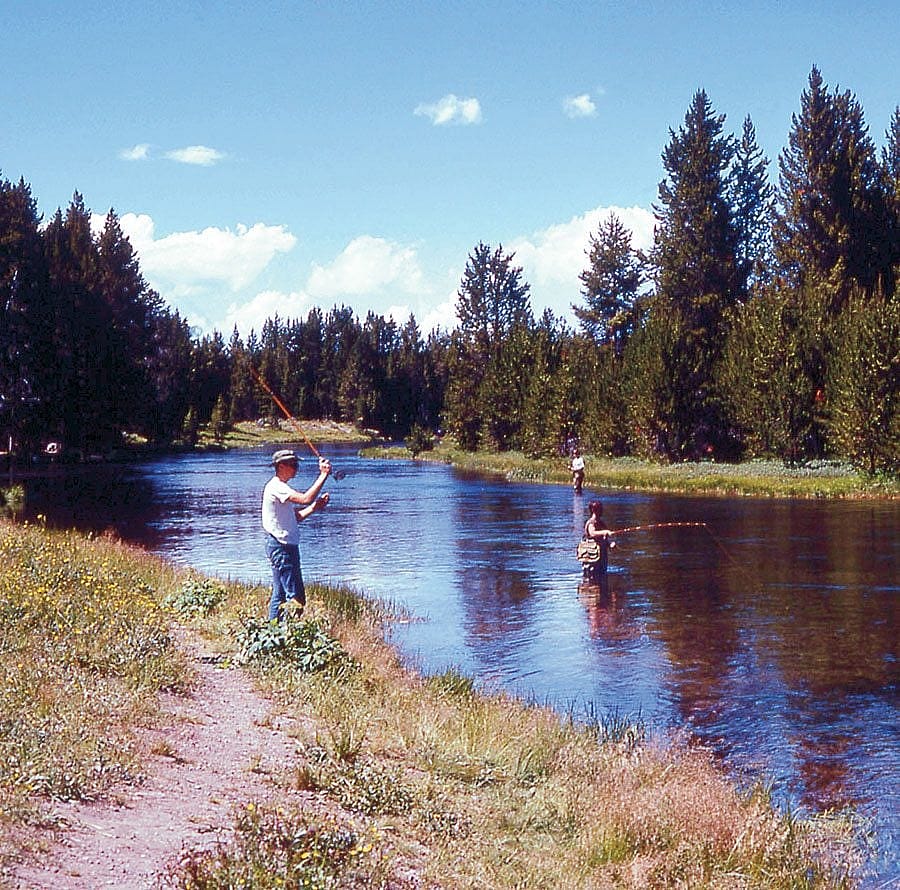 Some of the biggest claimants to water are recreational users like these fishermen in Yellowstone Park. Yellowstone River Fisherman, William S. Keller, 1969. Courtesy of National Park Service.
