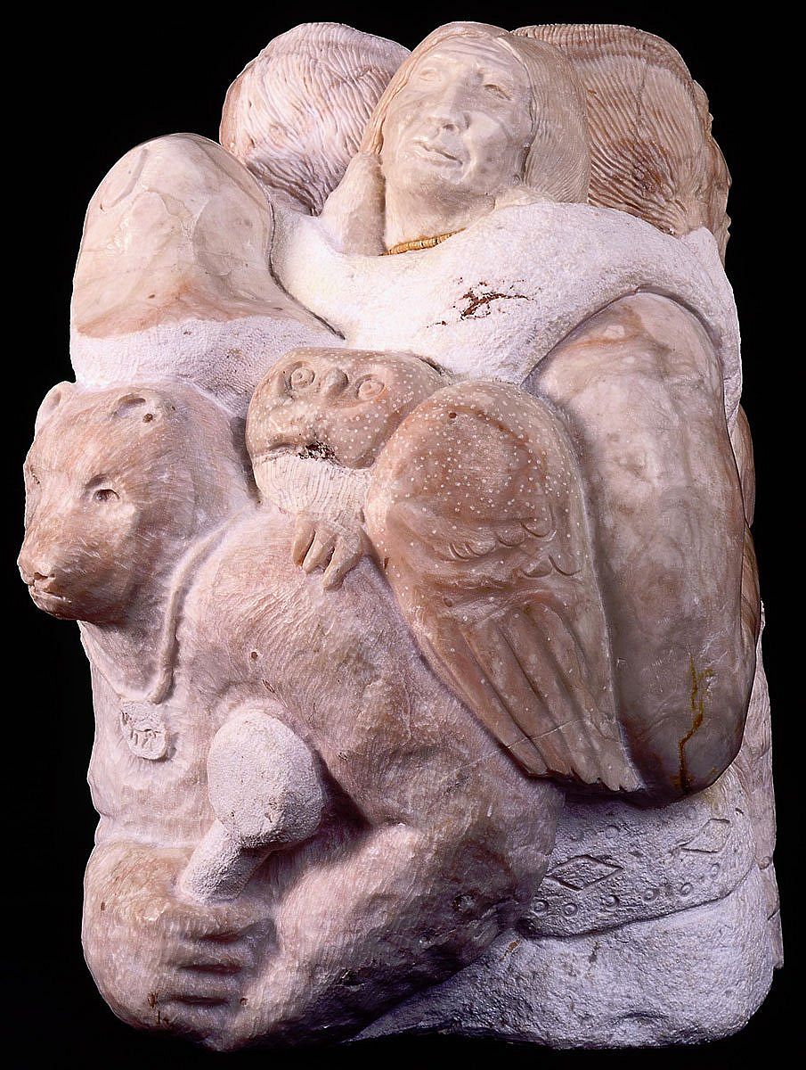 Doug Hyde (b. 1946). "Coyote Legend," 1976. Alabaster, 26.5 x 20 x 18 inches. William E. Weiss Contemporary Art Fund. 9.76