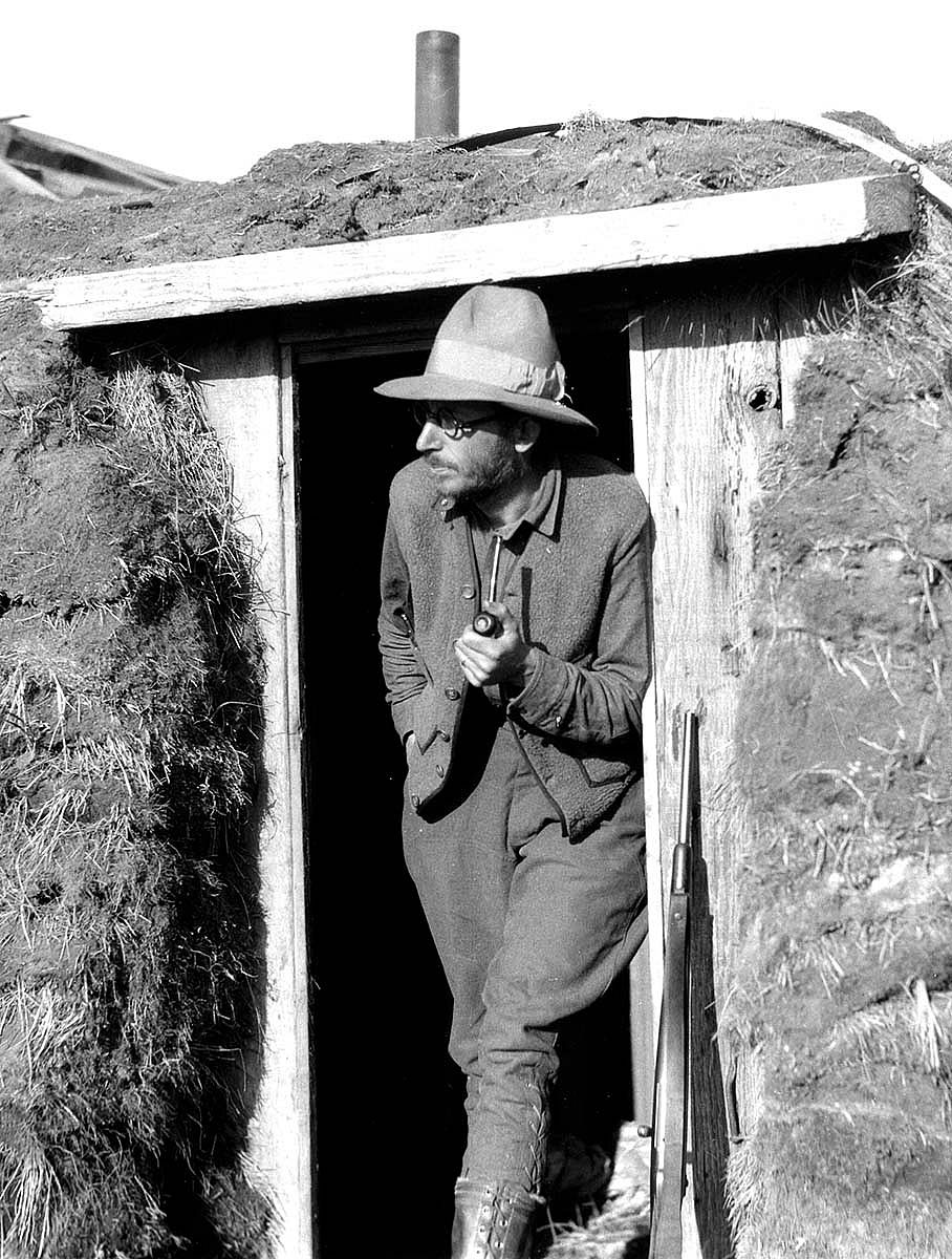 Fig. 14: Roughing it: McCracken at his home away from home, a barabaras shelter. MS 305 Harold McCracken Photograph Collection, McCracken Research Library. N222#F1263V