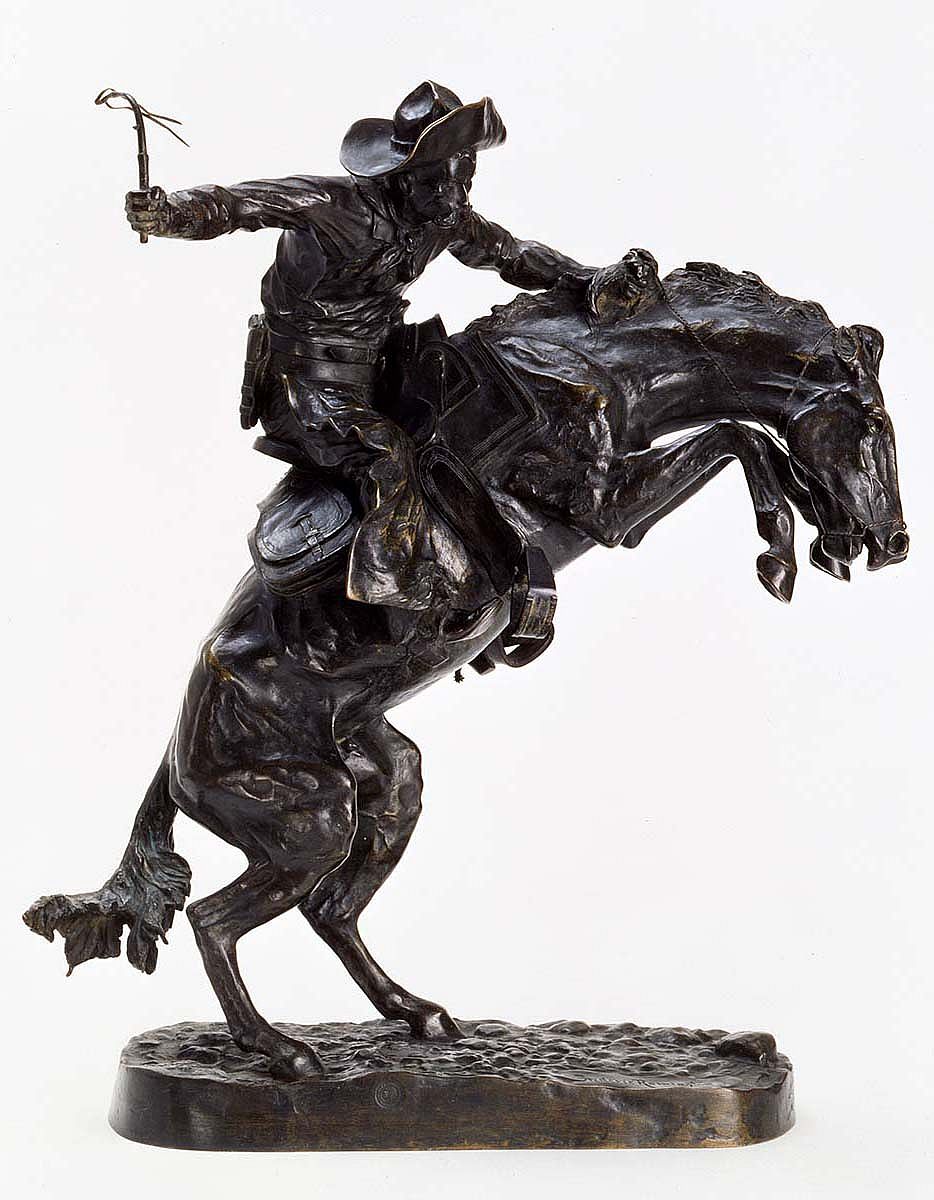 Frederic Remington (1861-1909). "The Broncho Buster," 1895. Gift of G.J. Guthrie Nicholson Jr. and son in memory of their father/grandfather G.J. Guthrie Nicholson, rancher at Four Bear, Meeteetse, Wyoming. 7.74