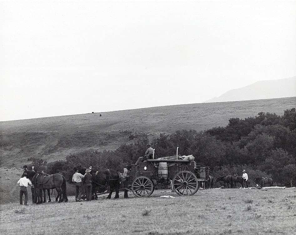 Cowboys and chuckwagon during round-up. MS98