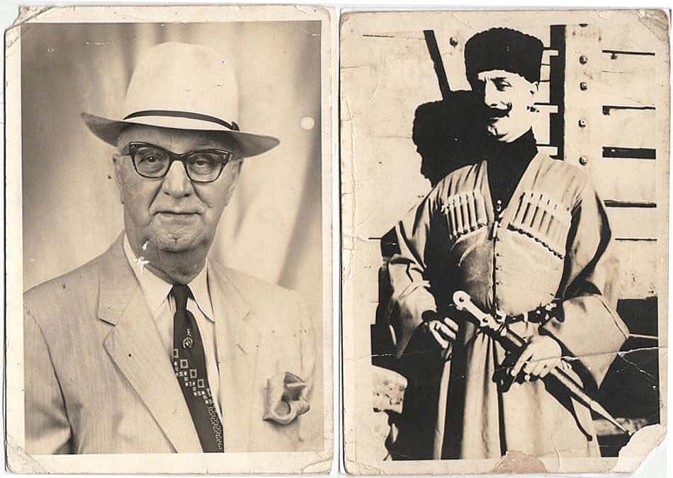 Vaso Tsuladze, a.k.a. Sam Sergie, 1961 (left) and 1914. Collection of Irakli Makharadze.