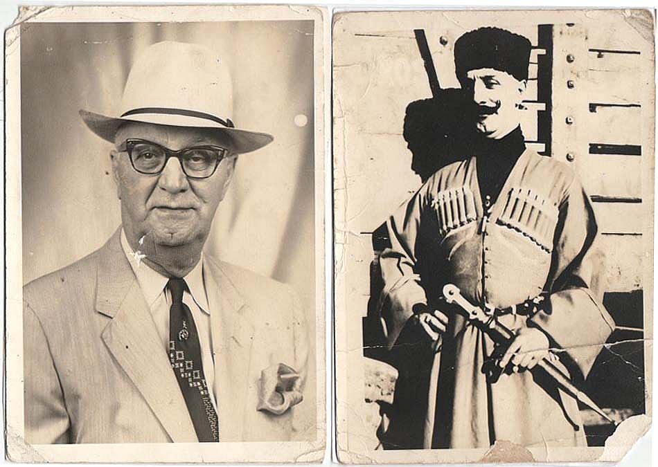 Vaso Tsuladze, a.k.a. Sam Sergie, 1961 (left) and 1914. Collection of Irakli Makharadze.