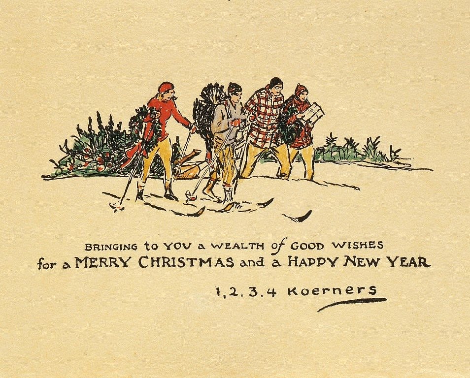 W.H.D. Koerner. Bringing To You a Wealth of Good Wishes. 1928, pen and ink and watercolor on paper. 1.78