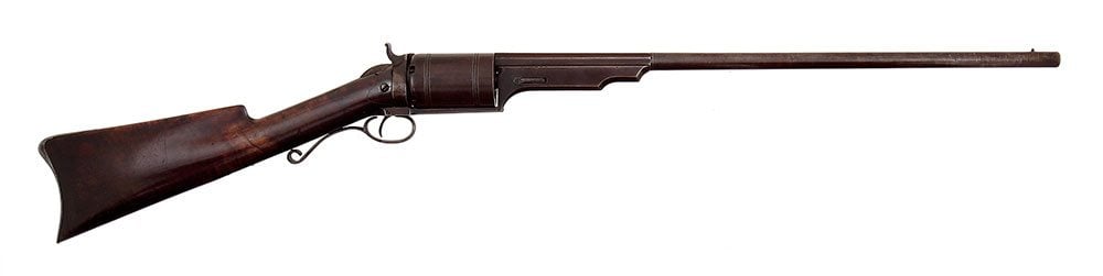 Colt-Paterson Model 1839 revolving shotgun. Gift of Olin Corporation, Winchester Arms Collection. 1988.8.605