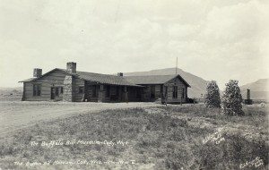 The “new” Buffalo Bill Museum opened in 1927 and was located just south and east of the Scout. The original building currently serves as the Cody Country Chamber of Commerce. F.J. Hiscock Photo. Mary Jester Allen Collection. P.41.502