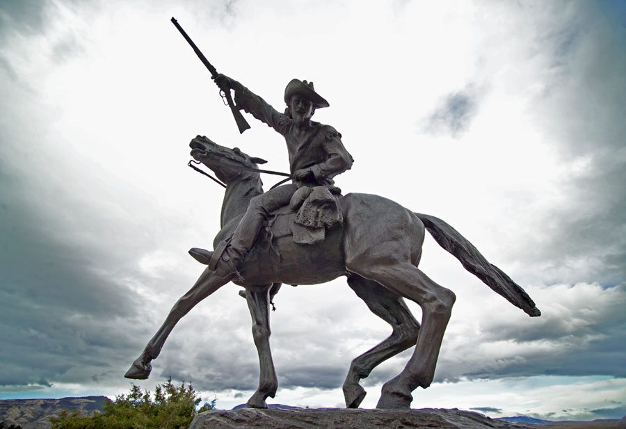 The Scout bronze statue at the Buffalo Bill Center of the West, a complex  of five museums and a research library in Cody, Wyoming, featuring art and  artifacts of the American West