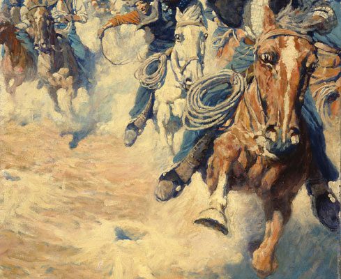 N.C. Wyeth's 'The Wild Spectacular Race for Dinner,' part of 'Go West!' exhibition. 44.83