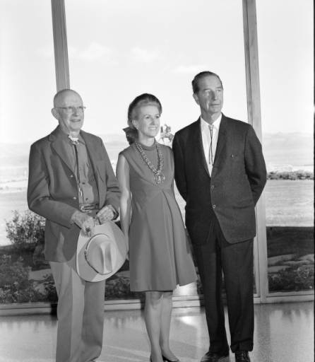 Harold McCracken, Marylou Whitney, and CV Whitney, 1968. Jack Richard Photograph Collection, McCracken Research Library. PN.89.50.10158.11