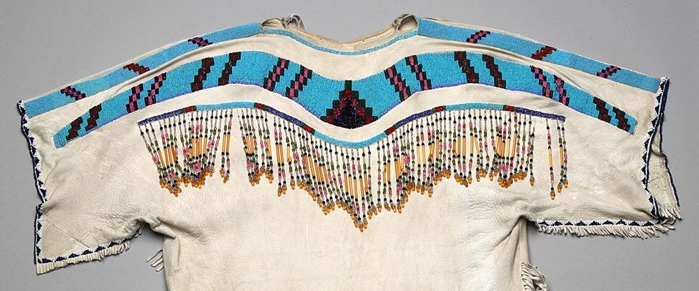 Buckskin dress with seed and pony beads. Simplot Collection, Gift of J.R. Simplot. NA.202.881
