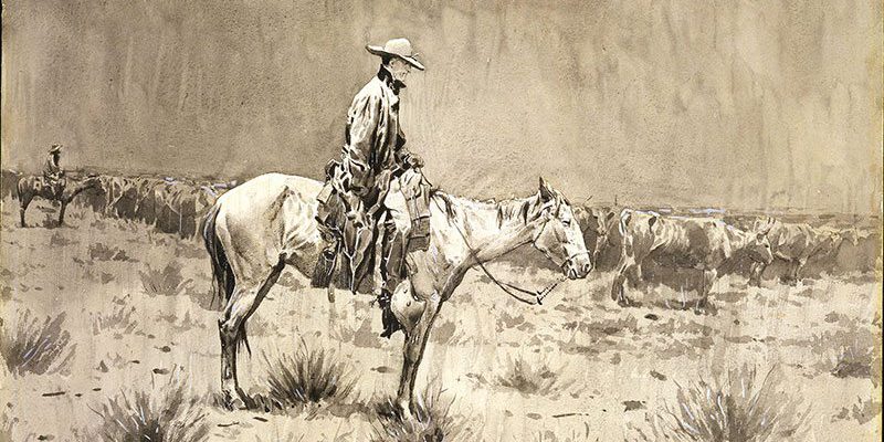 Frederic Remington's "Riding Herd in the Rain," ca. 1897. 1.63