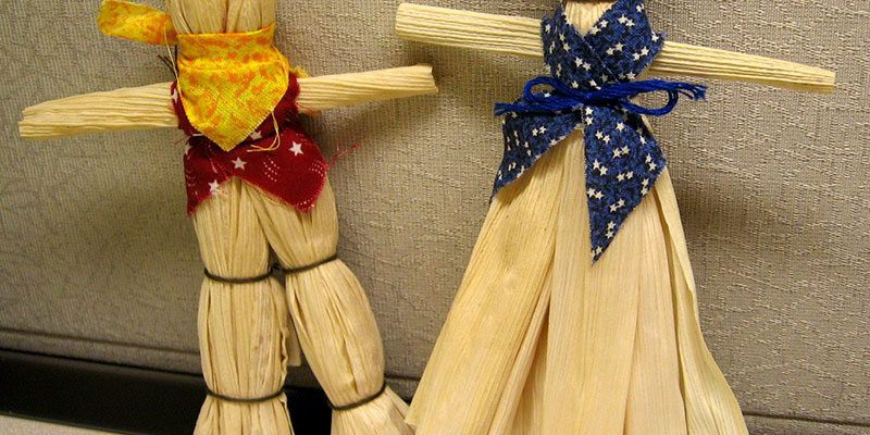 Participants in the Buffalo Bill Center of the West’s November 18 Fallfest Family Fun Day can make corn husk dolls like these to take home.