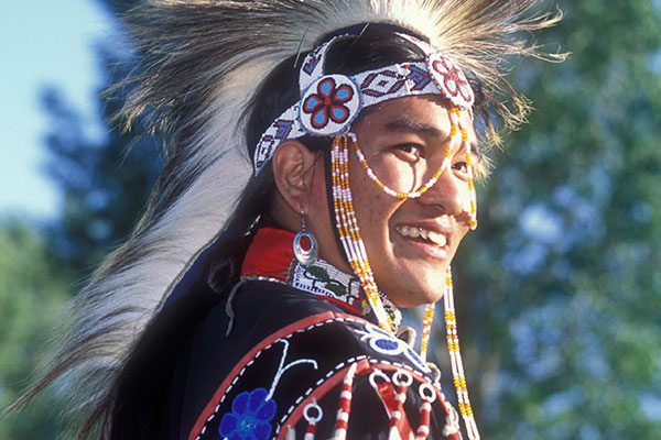Adam Tsosie Nordwall, Shoshone-Chippewa-Navajo dancer from Fallon, Nevada. 2003 Plains Indian Museum Powwow.