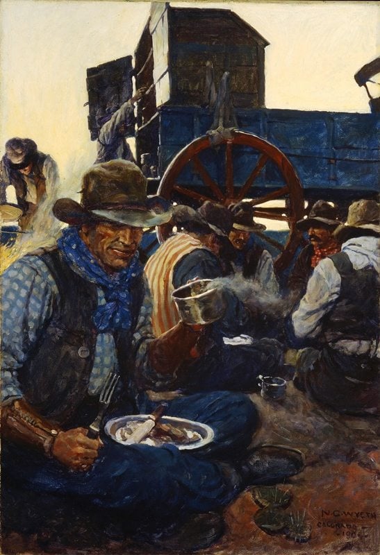 N.C. Wyeth: The Lee of the Grub-Wagon