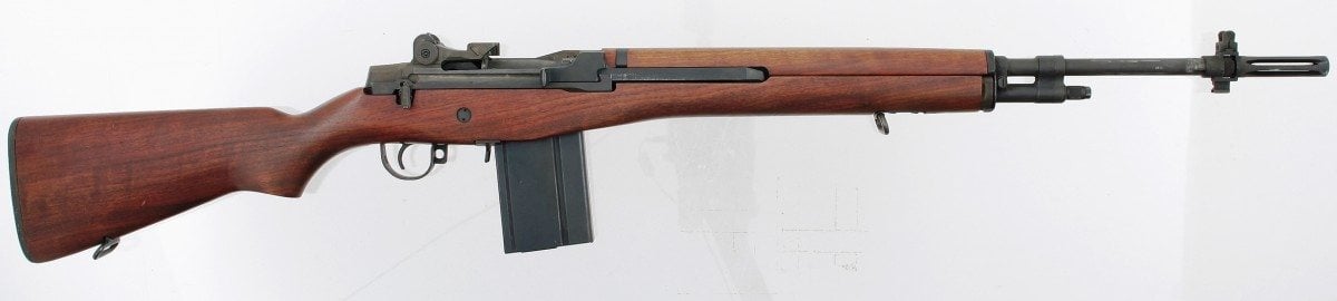 The Cody Firearms Museum displays a U.S. M14 rifle produced by Winchester Repeating Arms Company of New Haven, Connecticut c. 1959-1964. This selective fire gun is fed by a 20-round detachable box magazine, which is generally considered to be "high capacity." Gift of Olin Corporation, Winchester Arms Collection. 1988.8.705