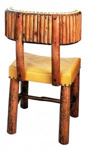 Chair. Lodgepole pine and leather. An unusual set of side chairs constructed with formed pole backs and shaped pole supports. Courtesy Robert D. Coe II, Cody, Wyoming