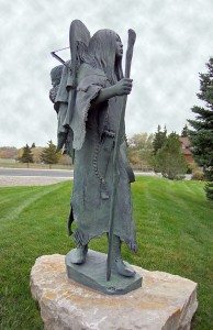 R.V. Greeves (b. 1935), "Bird Woman (Sacajawea)," 2001, cast 5/10. Bronze, 72 x 24 x 16 inches. Gift of Carlene M. Lebous and C. Harris Haston and of Keith and Bobbi Richardson, 10.05.