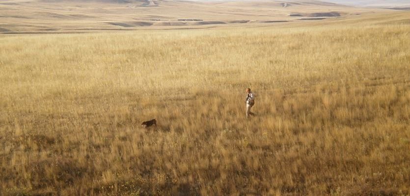 Sandra and her dog in Montana