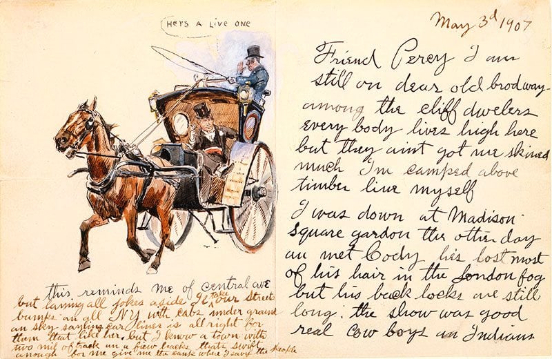 Friend Percy, May 3, 1907. Pen and ink and watercolor on paper, 6.25 x 9.686 inches. Gift of William E. Weiss. 69.60