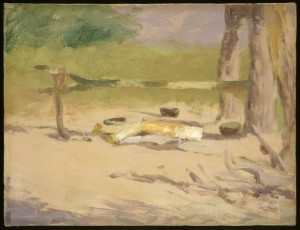 Pots, campfire, and coffee