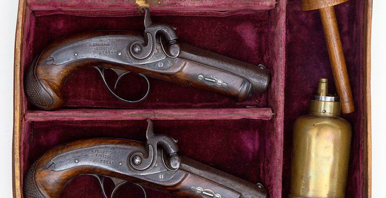 A Treasure from Our West: cased percussion pistols. 1988.8.237