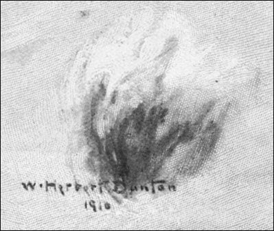 William Herbert Dunton's signature on the painting now properly titled "The Return to the Reservation."