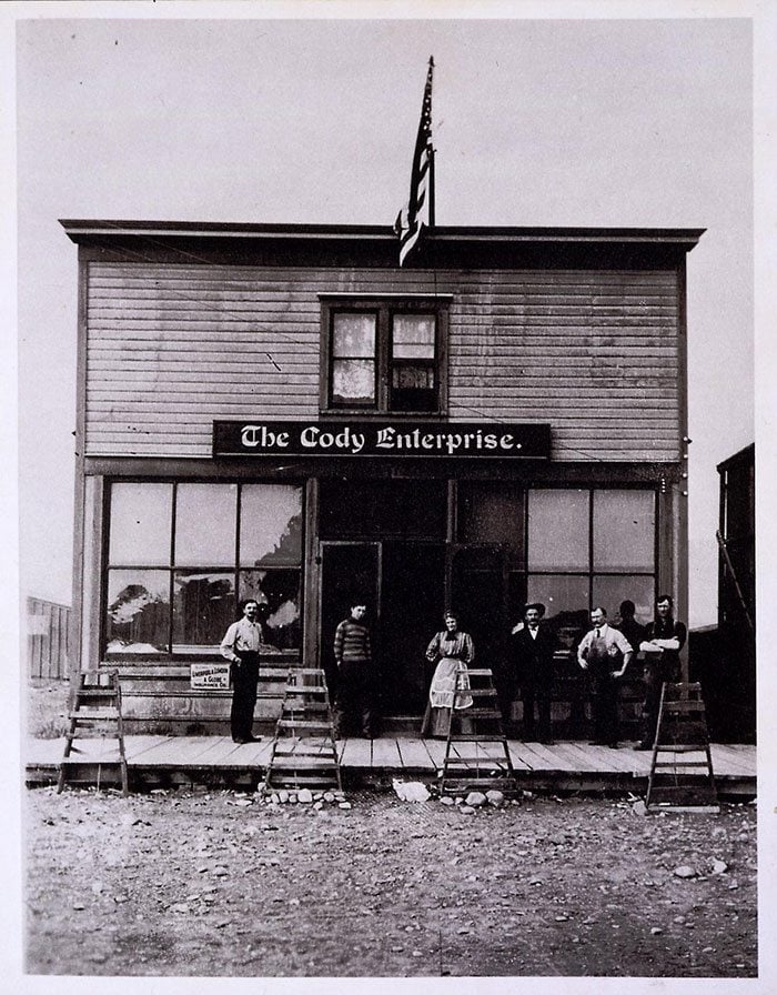 First building of the "Cody Enterprise," photographed ca. 1905. Original Buffalo Bill Museum Collection. P.69.575