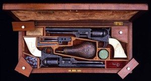 This cased pair of Colt Model 1851 Navy revolvers belonged to Samuel Colt. Gift of James R. Woods Foundation. 1979.4.1.1