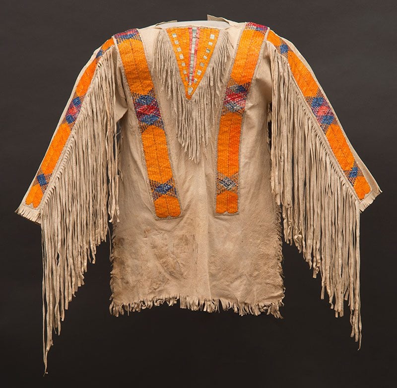 Hidatsa boys tanned hide shirt with porcupine quill decoration, ca. 1890. Paul Dyck Plains Indian Buffalo Culture Collection. NA.202.1273