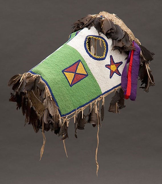 Fully-beaded horse mask. Blackfoot-Kainai, Canada, ca. 1870. Paul Dyck Plains Indian Buffalo Culture Collection. NA.403.221