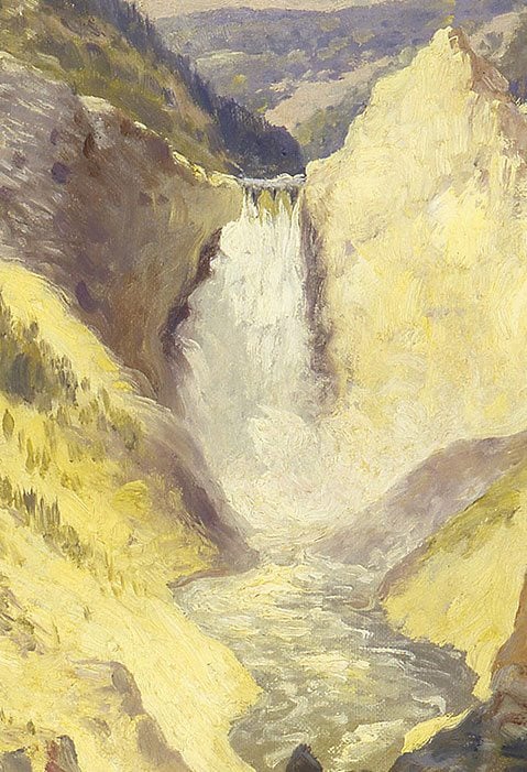 William R. Leigh. "Lower Falls of the Yellowstone," ca. 1915. William E. Weiss Memorial Fund Purchase. 11.88