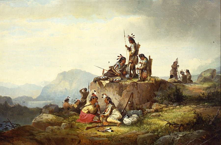 John Mix Stanley (1814-1872). "Group of Piegan Indians," 1867. Oil on canvas. Western History and Genealogy Department, Denver Public Library, on loan to Denver Art Museum in Denver, Colorado. (C-34-15) L.388.2015.1