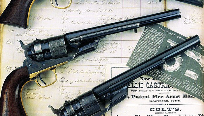 Three Richards conversions of Colt Model 1860 Army revolvers to .44 Colt centerfire caliber. Courtesy K.T. Roes, WordsWorth, as published in "Colt and Its Collectors."