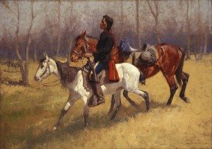 Figure 11. Frederic Remington (1861-1909). Indian Scout with Lost Troop Horse, 1890. Oil on canvas. Private Collection (CR# 01153)