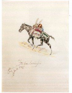 Figure 17. Copy, watercolor, painted in Francis Parkman's book, On the Oregon Trail. Photograph courtesy Frederic Remington Catalogue Raisonne