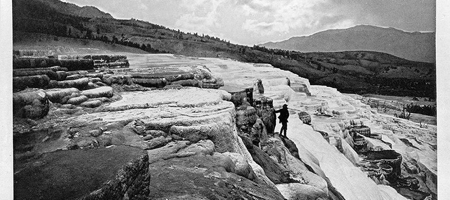 Albertype: White Mountain Hot Springs, 1871. We know it today as Mammoth Hot Springs. William Henry Jackson, photographer. WHJ-A.057
