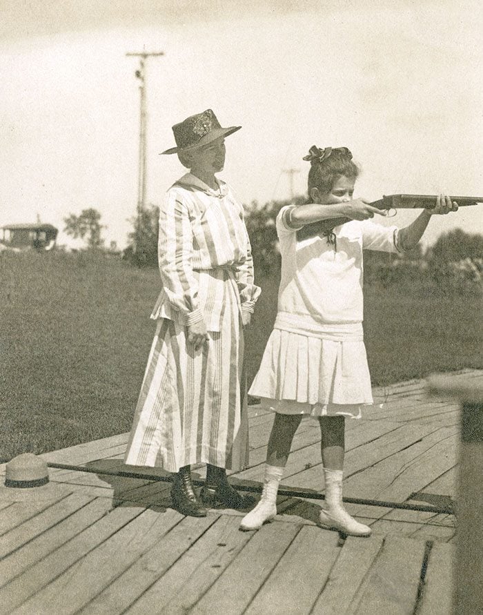 "Annie Oakley Teaching the Younger Set to Shoot with the Scatter-gun," ca. 1920. MS 6 William F. Cody Collection, McCracken Research Library. P.69.1594