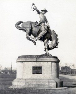 Alexander Phimister Proctor's "Broncho Buster" in Denver's Civic Center Plaza, dedicated 1920. MS 242 Alexander Phimister Proctor Collection. P.242.935