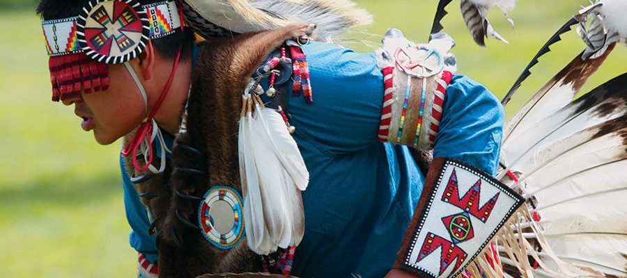 Powwow dancer D'andre Augustine, 2015. Photo by Ken Blackbird.