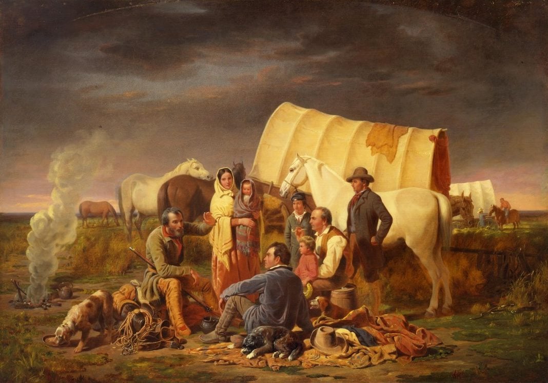 William Ranney (1813-1857), "Advice on the Prairie," 1853, oil on canvas, 38.75 x 55.25 inches. Gift of Mrs. J. Maxwell Moran,10.91