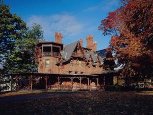 Twain had this 19-room Victorian Gothic Mansion constructed in Hartford, Connecticut, where his family lived from 1871 to 1891, when financial reverses forced the family to leave the home. Photo courtesy The Mark Twain House & Museum, Hartford, Connecticut.