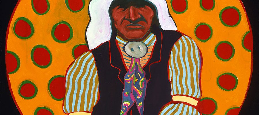 T.C. Cannon (1946–1978). "Buffalo Medicine Keeper," ca. 1974. Acrylic and oil on canvas. William E. Weiss Purchase Fund. 8.02