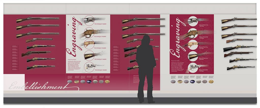 CFM design drawing: Embellishment and engraving sections of Art of Firearms. Gallagher & Associates.