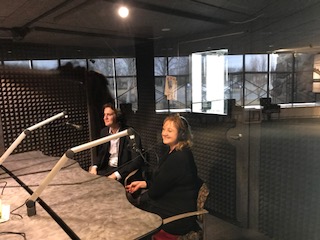 Misty Springer and Marco Polo in the studio at the Center of the West. The spoke recently about their international research as part of the World to Wyoming series. Credit: Jean Anne Garrison.