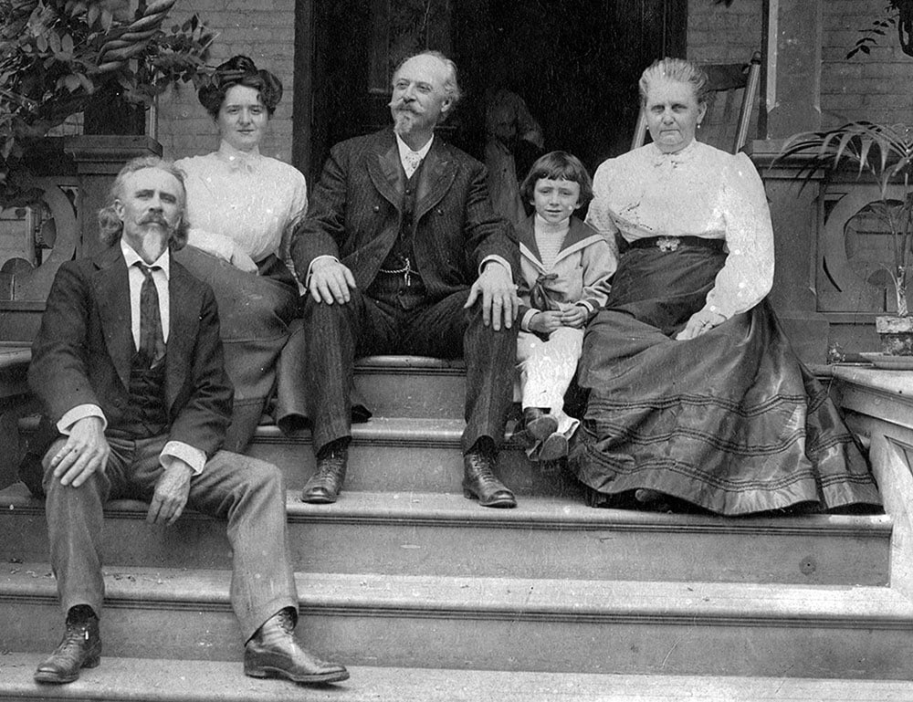 Left to right: John S. Bell, Miss Mary Buckley, Col. Wm. F. Cody, Master Charles H. Bell, and Mrs. John S. Bell. MS 6 William F. Cody Collection. P.69.1067 (detail)