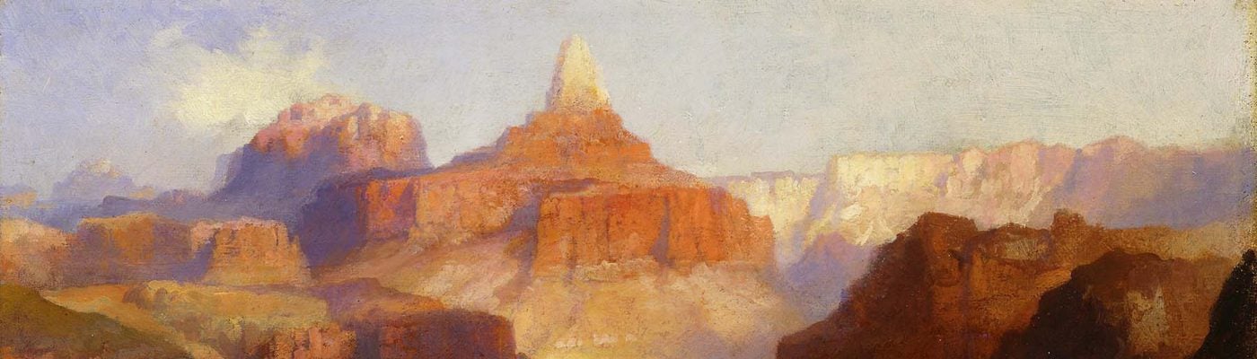 Thomas Moran (American, born England, 1837-1926). Zoroaster Peak (Grand Canyon, Arizona), 1918. Oil on canvas, 9 x 12 inches. Purchased by the Board of Trustees in honor of Peter H. Hassrick. 11.96 (detail)