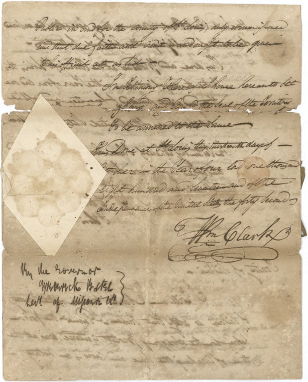 William Clark signature on letter. McCracken Research Library. MS331.01.01