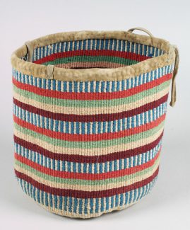 Yakama Berry bag, ca. 1905. hide, string, dye, deer. NA.106.119
