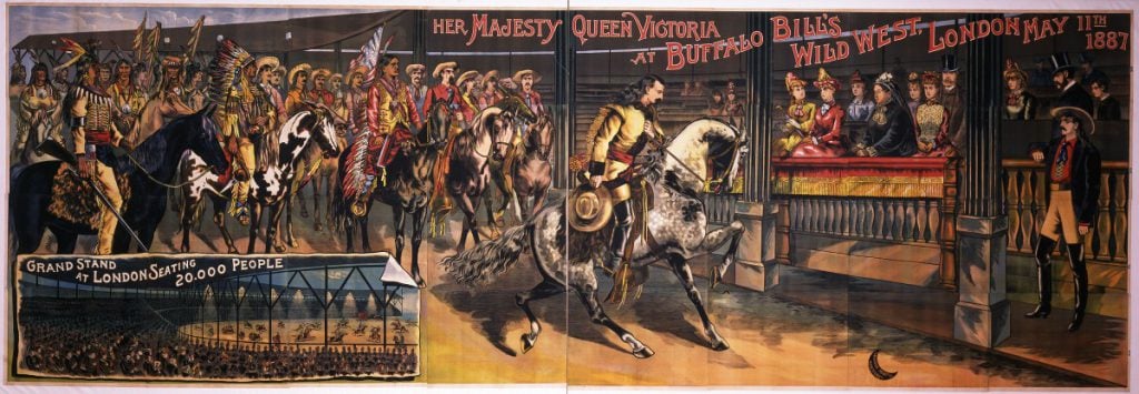 One of the Wild West's posters, Calhoun Printing Company, 1888. 118 x 337 inches. Mary Jester Allen Acquisition Fund purchase. 1.69.6354